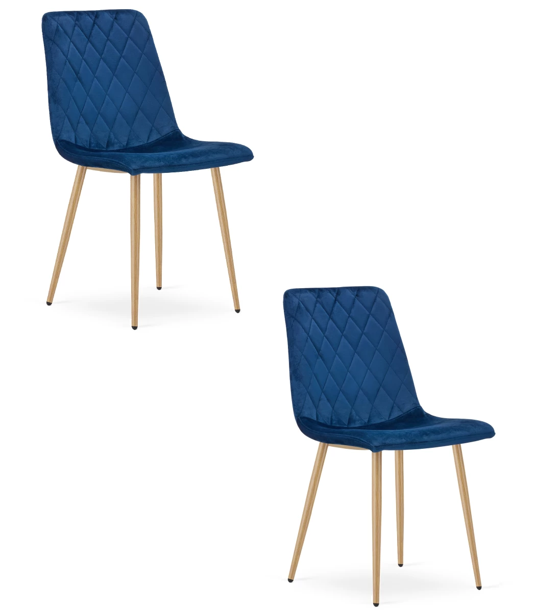 Turin Kėdė - Tamsiai Mėlynas Aksomas / Medžio Spalvos Kojos X 2