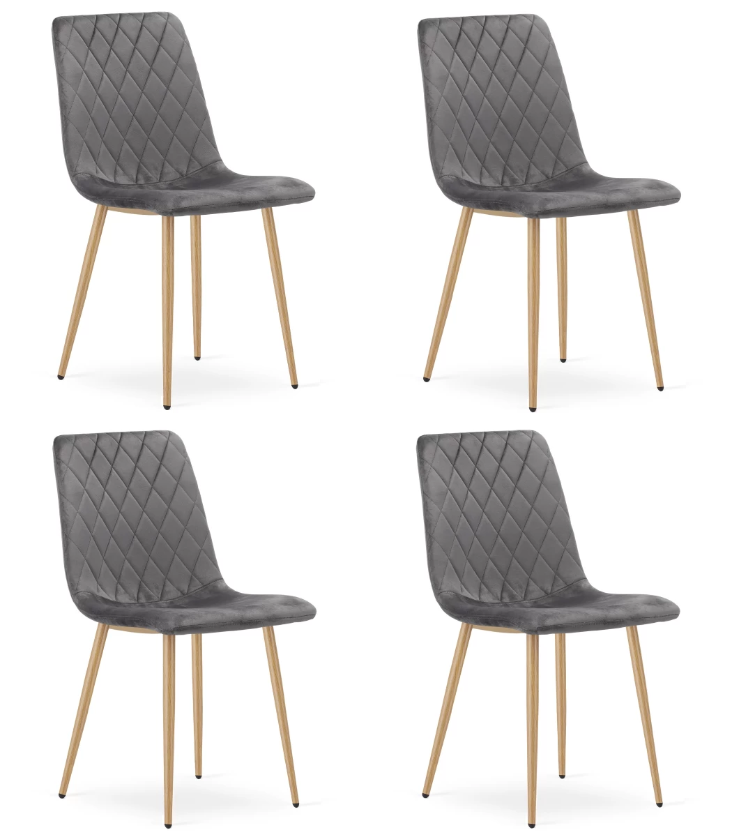 turin Kėdė - Tamsiai Pilkas Aksomas / Medžio Spalvos Kojos X 4