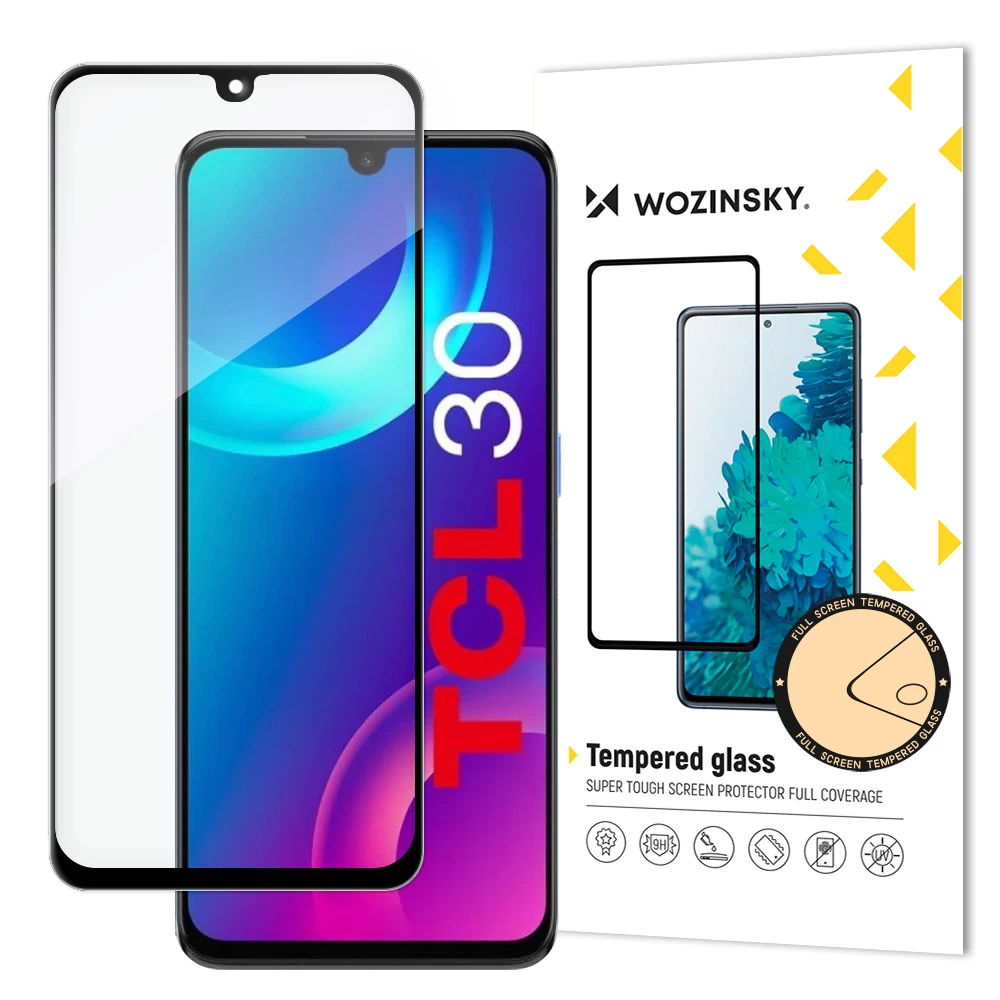 Tvirtas 9h Viso Ekrano Grūdintas Stiklas Tcl 30 Su case Friendly Rėmeliu, Juodas