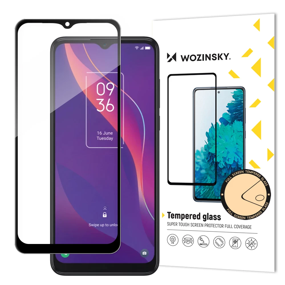Tvirtas 9h Viso Ekrano Grūdintas Stiklas Tcl 306 Su case Friendly Rėmeliu, Juodas