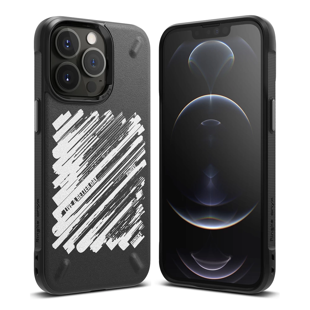 Tvirtas Dėklas Iphone 13 Pro Max Onyx Design Paint Black