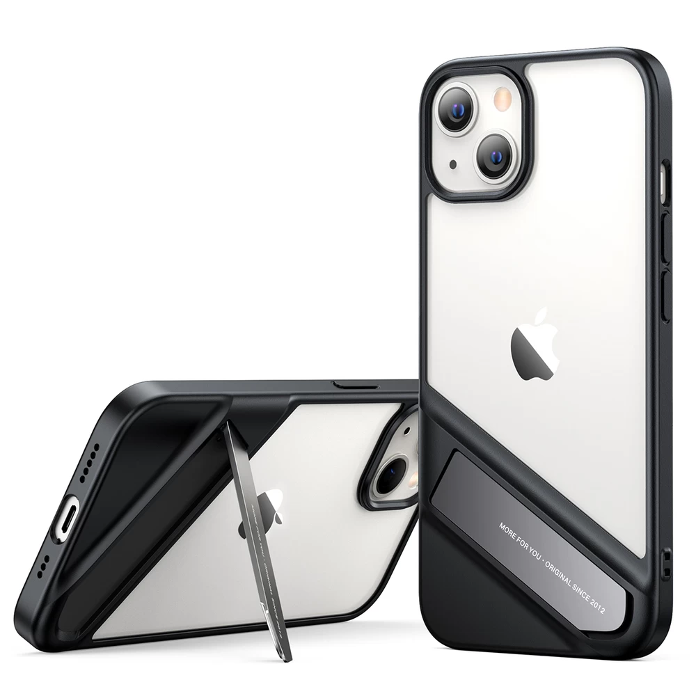 Tvirtas Dėklas Su Geliniu Rėmeliu Ir Stovu Iphone 13, Juodas