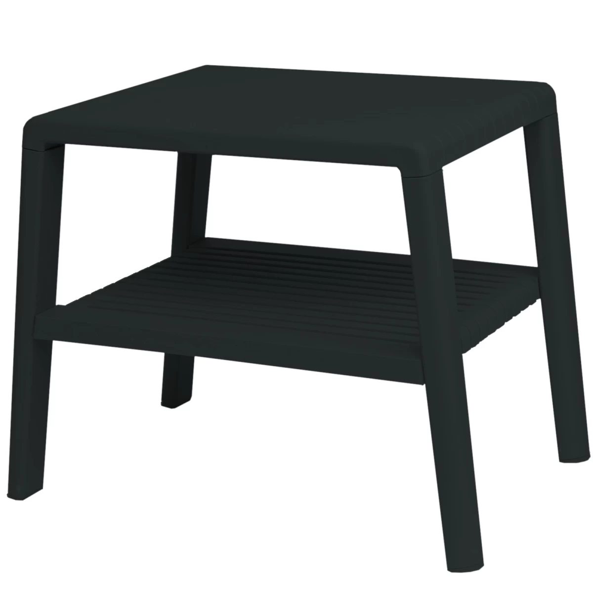 Tvirtas Sodo Ir Kiemo Kavos Staliukas Su Lentyna - Black