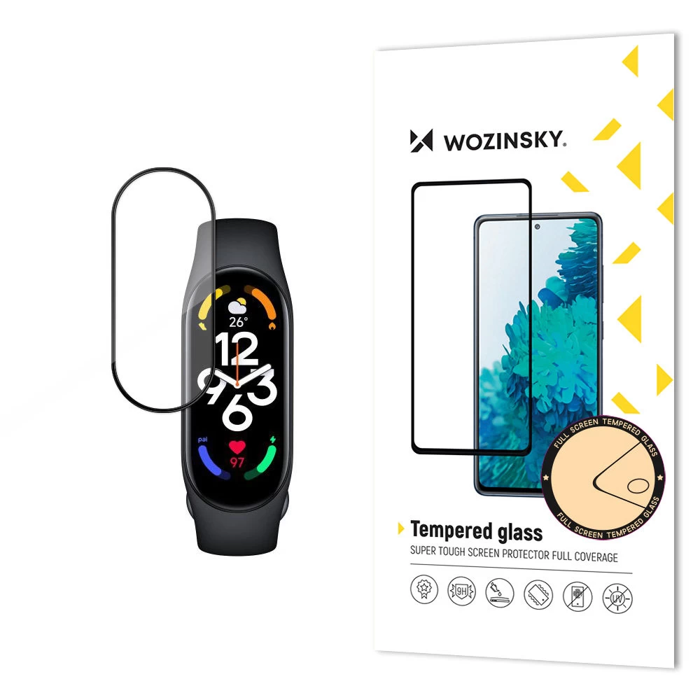 Tvirtas Viso Ekrano Grūdintas Stiklas Su Rėmeliu, Skirtas xiaomi Mi Band 8 Full Glue, Juodas