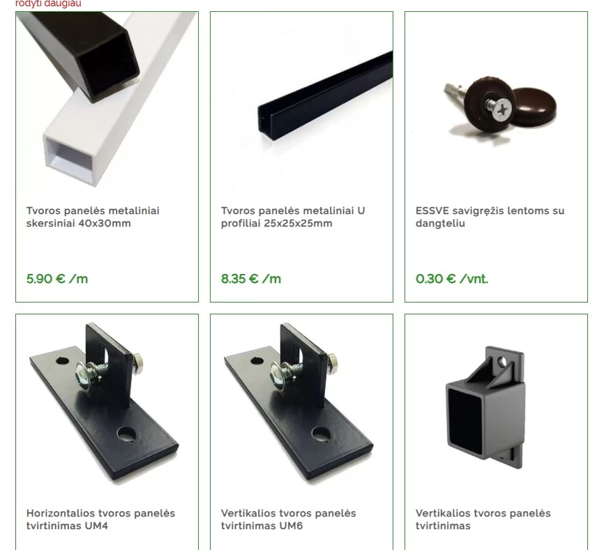 Skersinės ir priedai WPC tvoroms