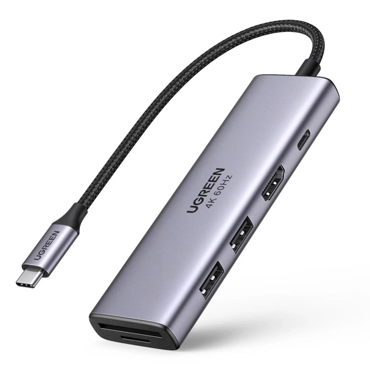 Ugreen Cm511 5-in-1 Adapteris, Usb-c šakotuvas Su 2x Usb, Hdmi, Usb-c, Tf/sd (pilkas)