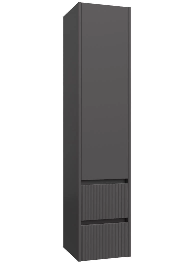 Ūkinė spintelė Raguvos Baldai Urban su vienom durelėm, dviem stalčiukais, juodo aliuminio profiliu, pilka matinė, 35 cm, 203521105