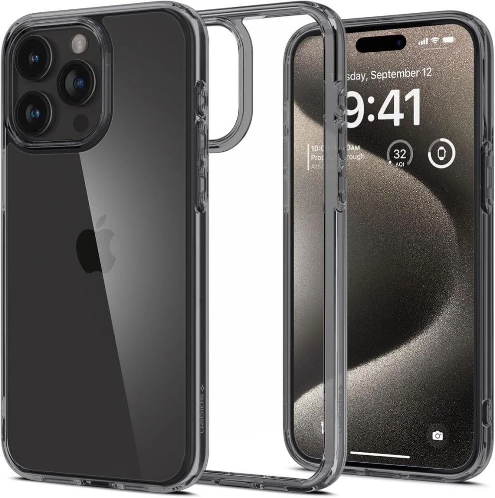 Ultra Hibridinis Dėklas iphone 15 Pro Max, Skaidrus, Pilkas