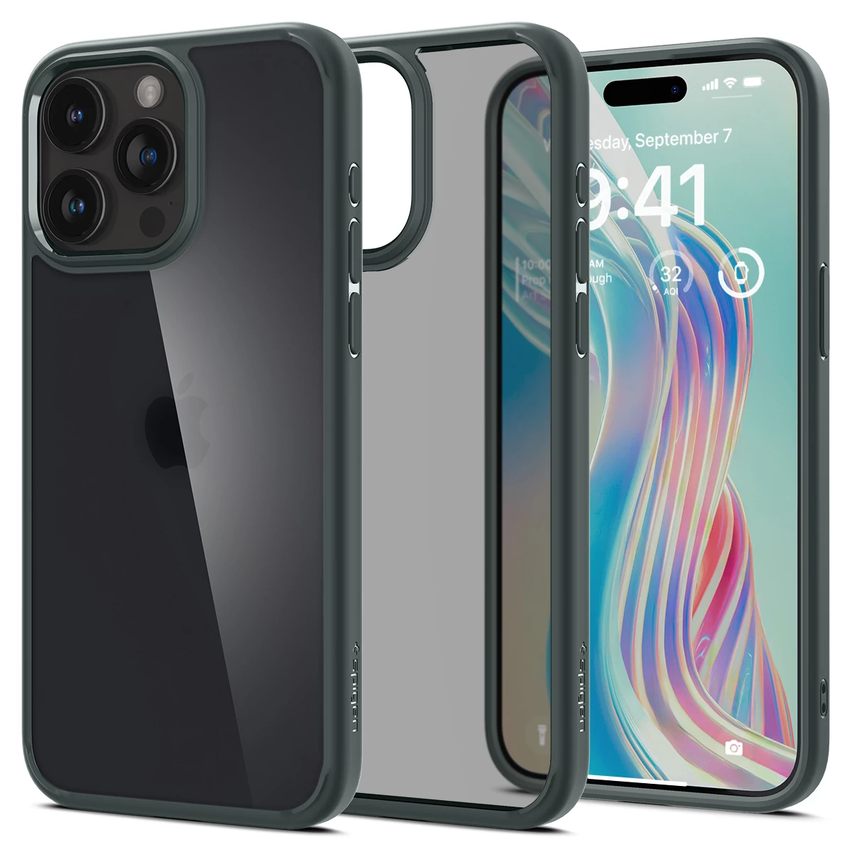 Ultra Hibridinis Dėklas iphone 15 Pro Max Tamsiai žalias
