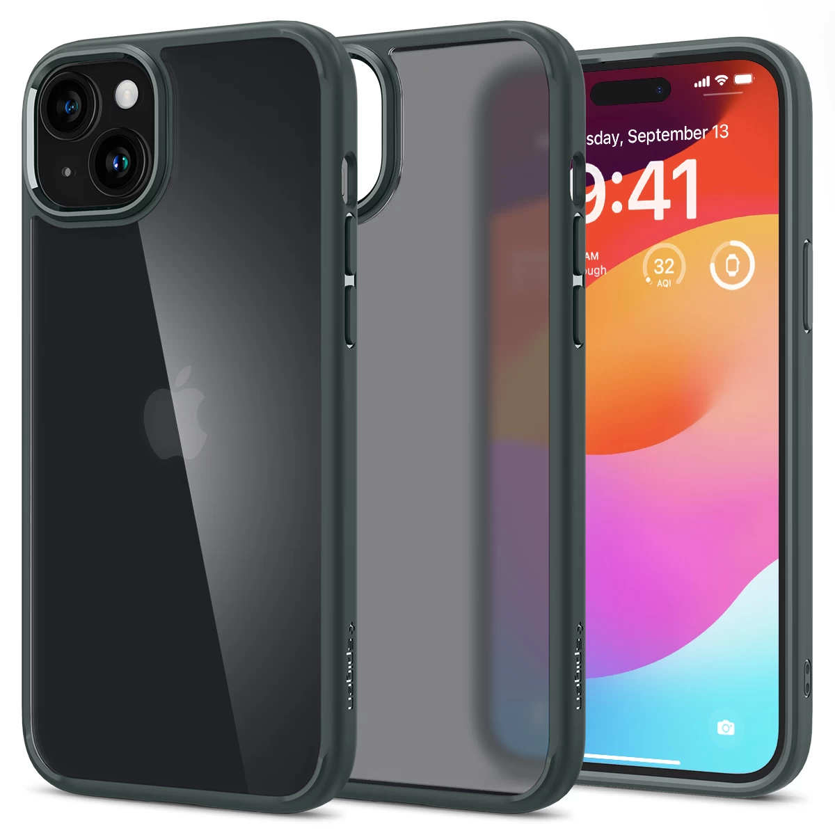 Ultra Hibridinis Dėklas Iphone 15 Tamsiai žalias