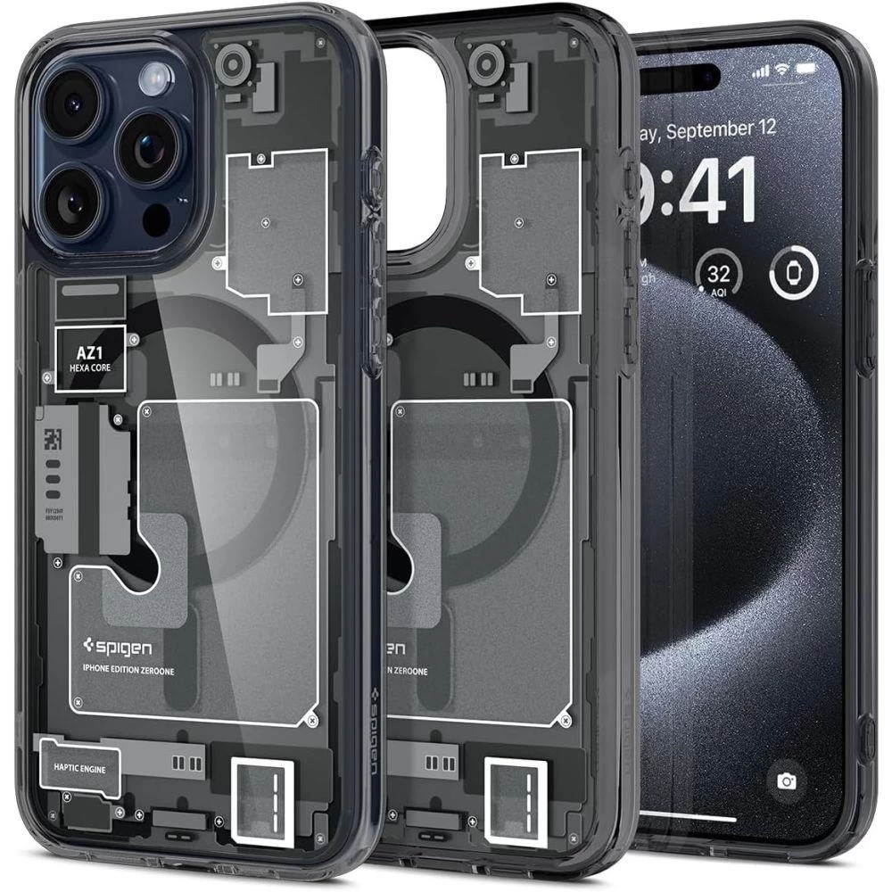 Ultra Hybrid Mag Dėklas Su Magsafe Iphone 15 Pro Pilkai Juodas