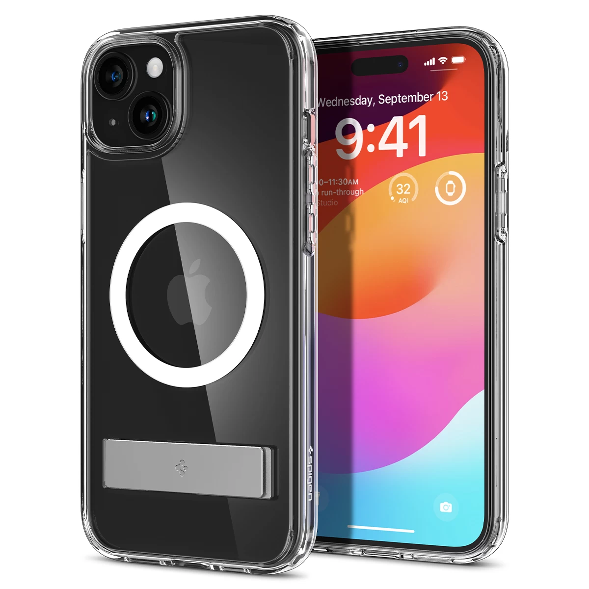 Ultra Hybrid S Magsafe Dėklas Su Stovu Iphone 15 Permatomas