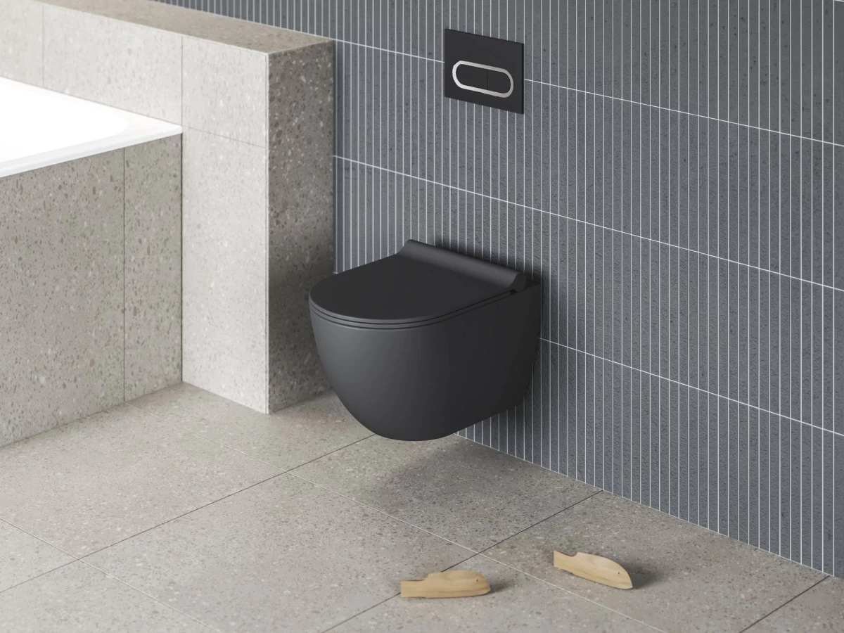 Unitazas Uni Chrome RimOff juodas, X01794