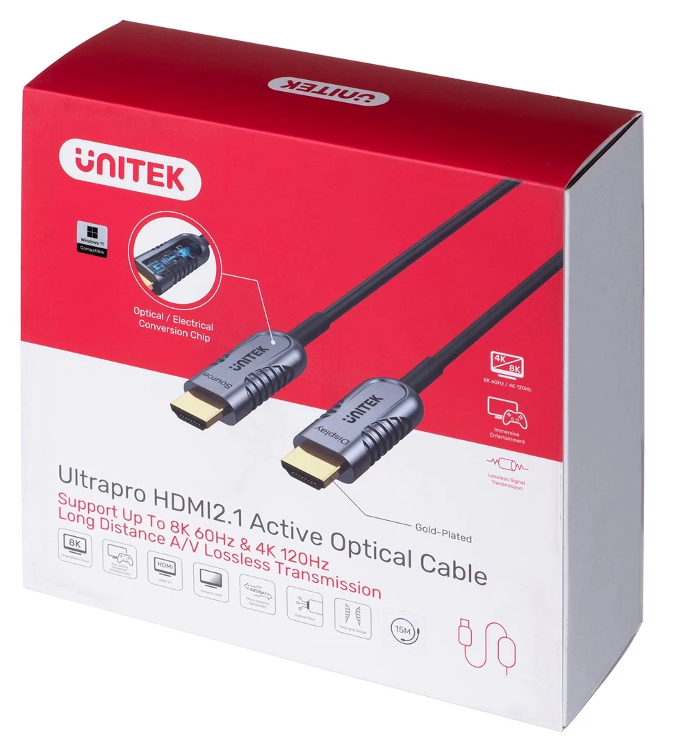 UNITEK CABLE HDMI 2.1 AOC, 8K, 4K120HZ, 15M, C11029DGY