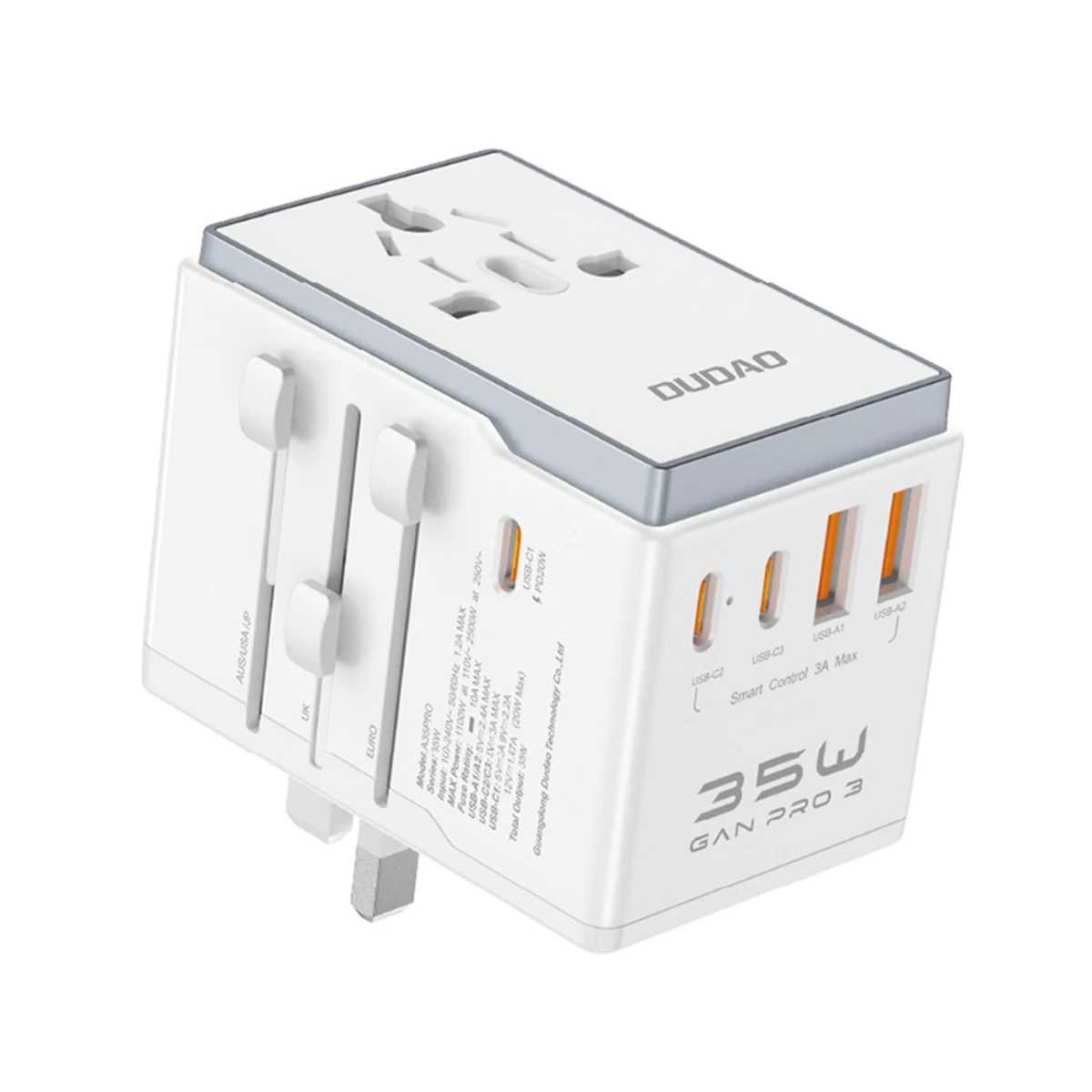 Universalus Kelioninis įkroviklio Adapteris 35w Eu / Uk / Aus / Us / Jp 3x Usb-c 2x Usb-a - Baltas Universalus Kelioninis įkroviklio Adapteris 35w Eu / Uk / Aus / Us / Jp 3x Usb-c 2x Usb-a - Baltas