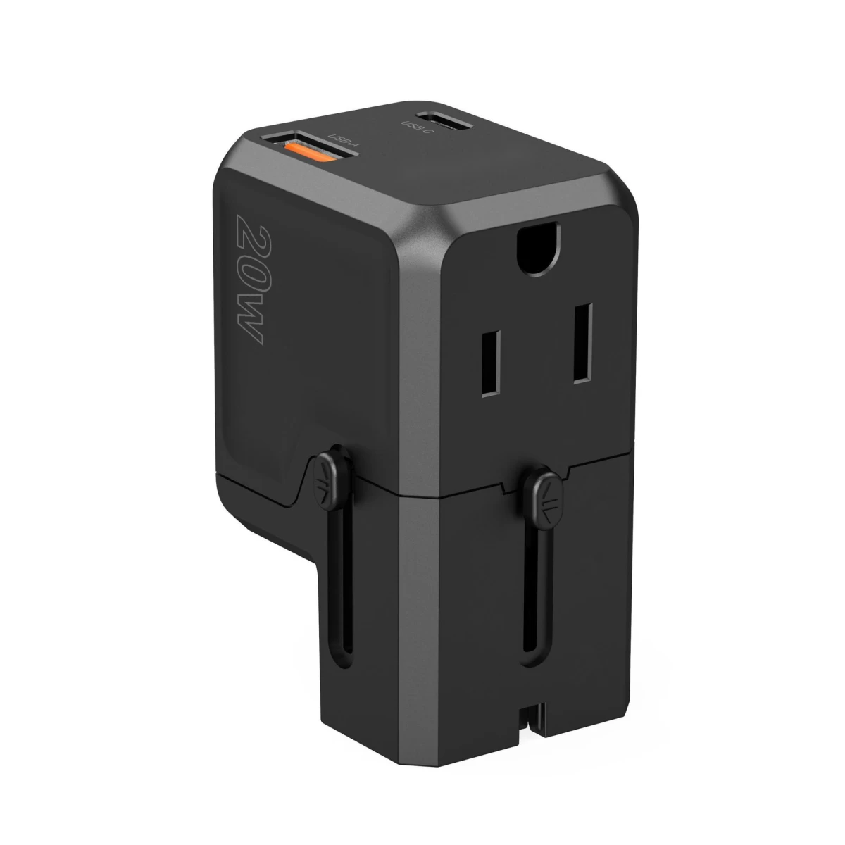 Universalus Kelioninis įkroviklis Usb-c Usb-a Pd 20w Kištukai Usa Eu Uk Au Juodas