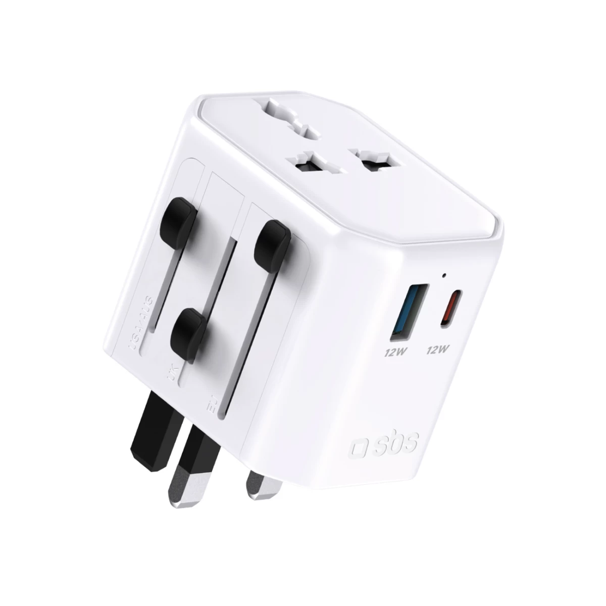 Universalus Usb-c Usb-a Eu Uk Us Aus Kelioninis Maitinimo Adapteris - Baltas