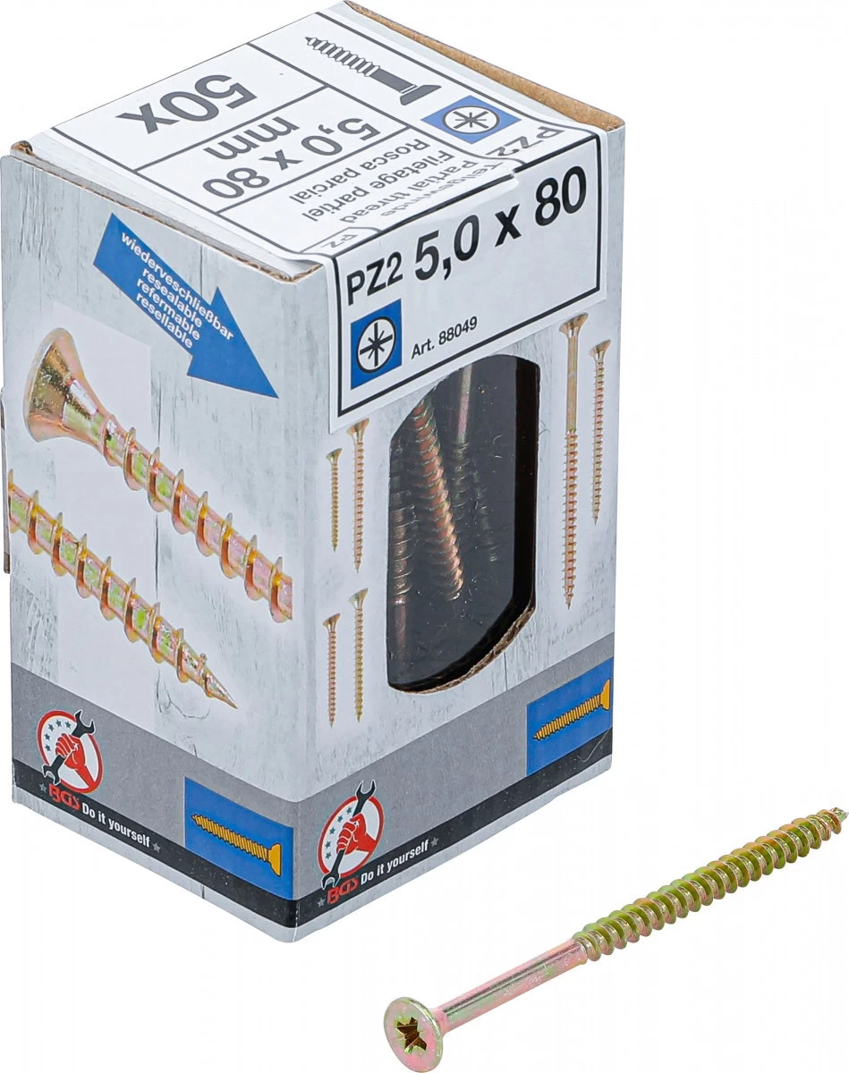 Universalūs varžtai | Cross Slot PZ2 | 5.0 x 80 mm | 50 vnt. (88049)