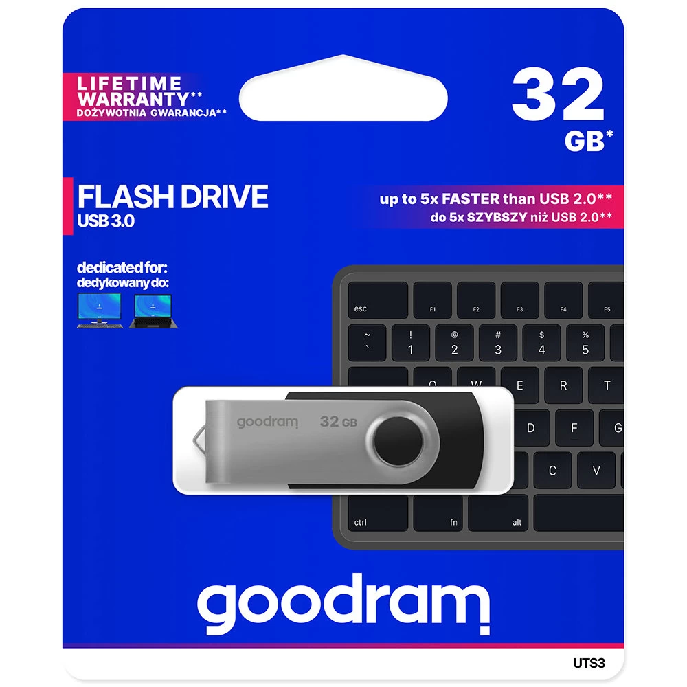 Usb 3.2 Gen 1 Uts3 32 Gb Atmintinė Juoda