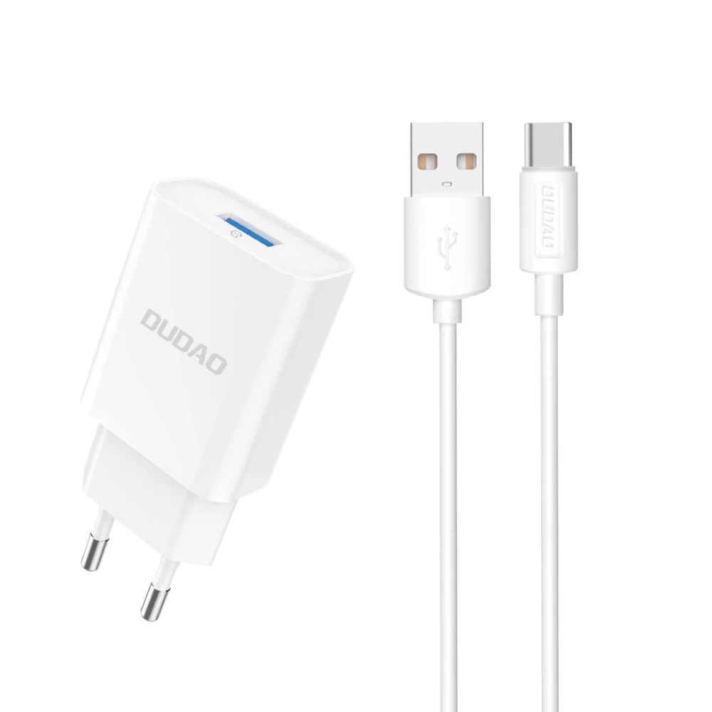 Usb-a 2.1a 10w Tinklo įkroviklis Su Usb-a - Usb-c Kabeliu, Baltos Spalvos