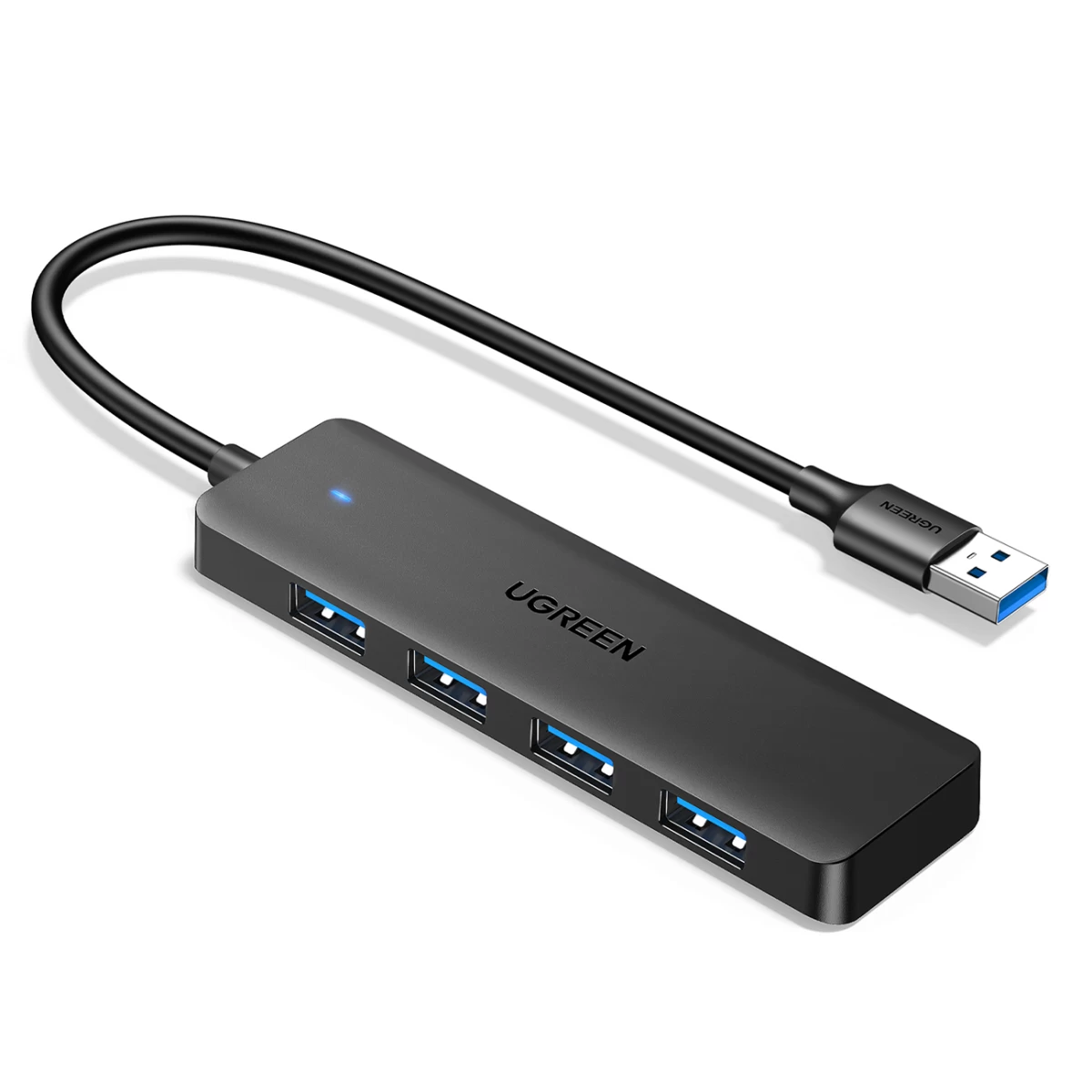 Usb-a 3.0 Prievadų Skirstytuvas Hub į 4 Usb-a 3.0 Prievadus 1 M Ilgio Kabelis - Juodas