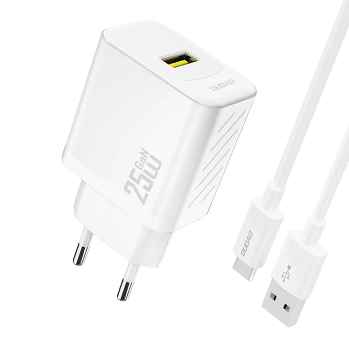 Usb-a Tinklo įkroviklis Su Usb-a - Usb-c Gan Kabeliu 25 W - Baltas