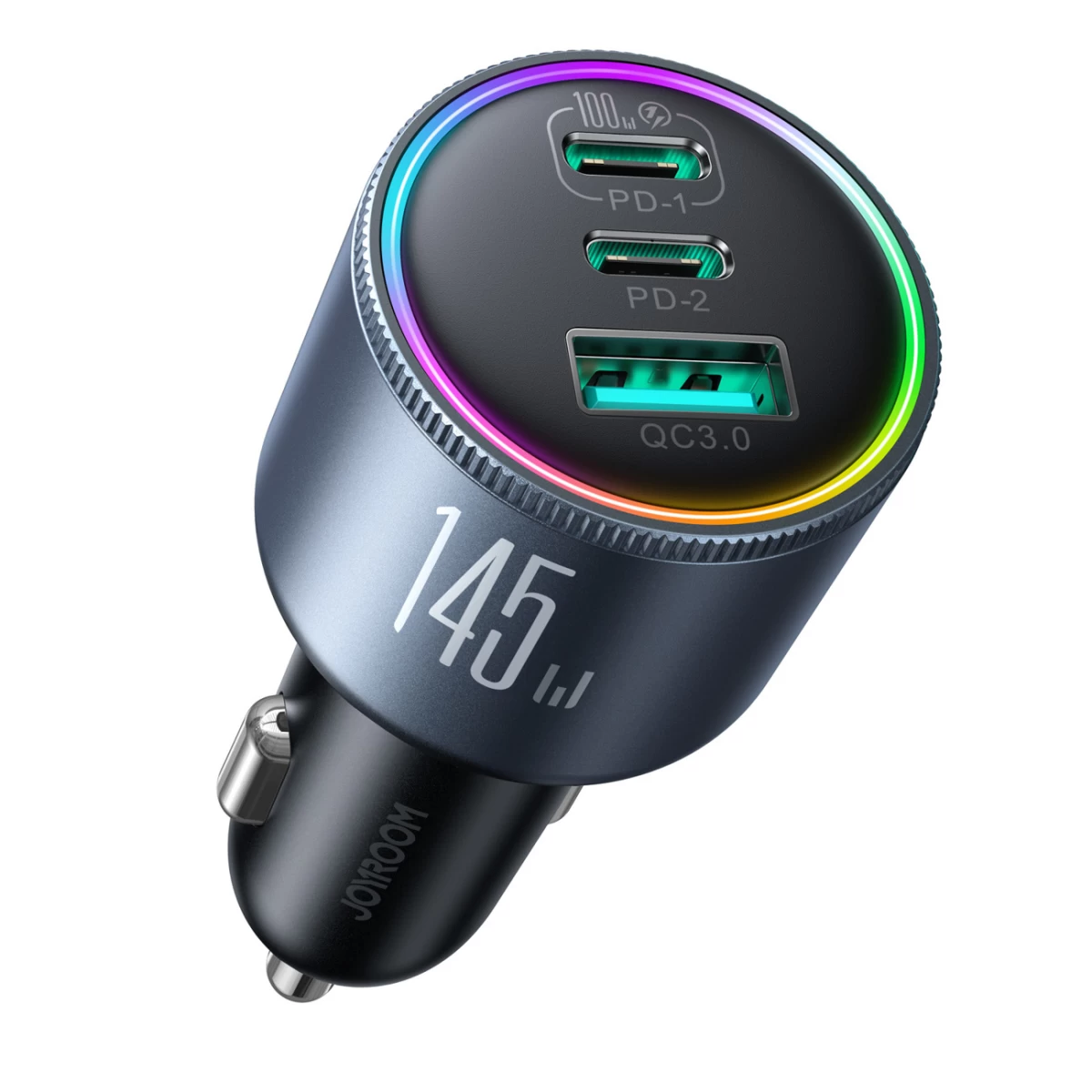 Usb-a Usb-c Automobilinis įkroviklis Su 145 W Laidu - Tamsiai Pilkas