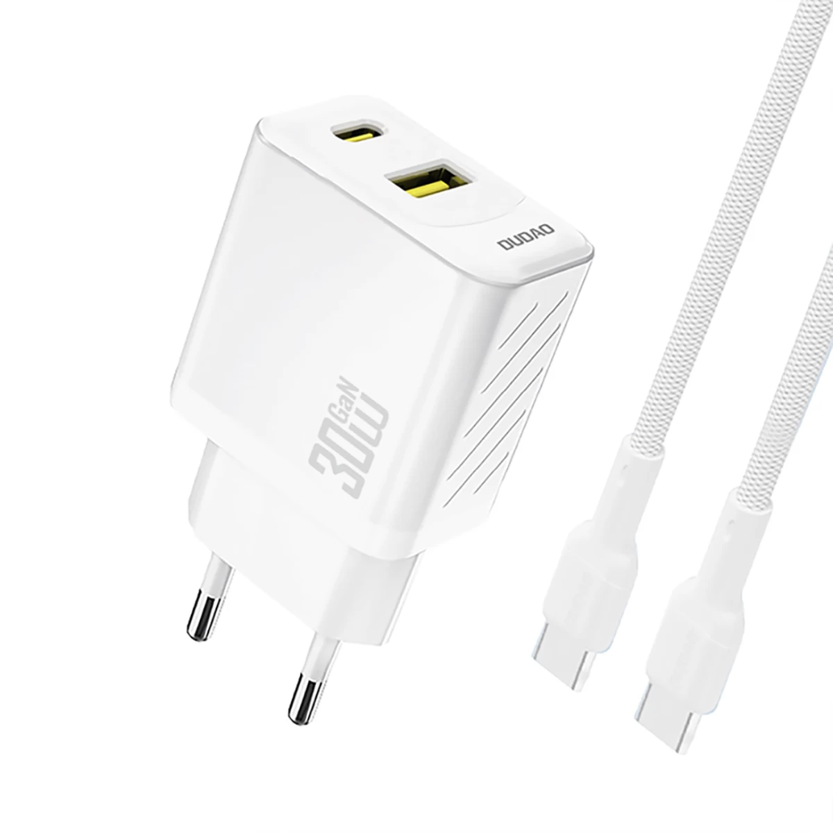 Usb-a Usb-c Tinklo įkroviklis Su Usb-c Gan Pd 30 W Kabeliu - Baltas