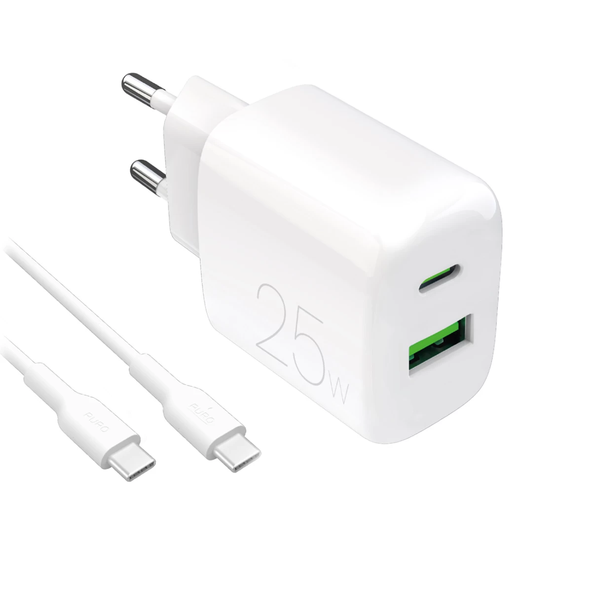 Usb-a Usb-c Tinklo įkroviklis Su Usb-c Kabeliu 25 W 1,2 M - Baltas