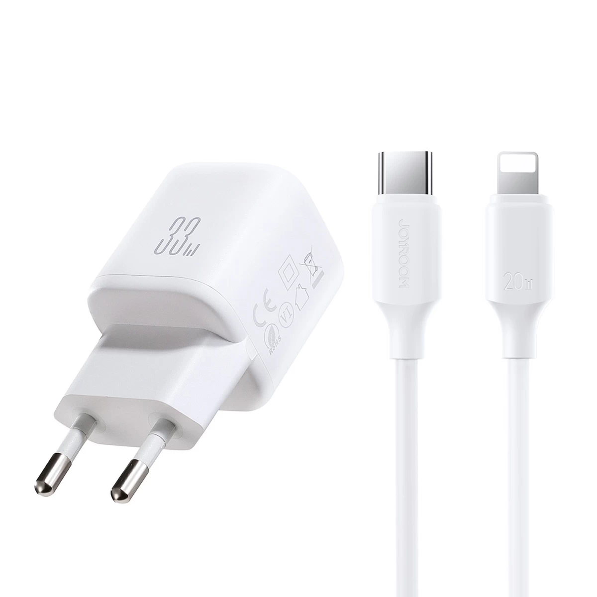 Usb-a Usb-c Tinklo įkroviklis Su Usb-c Kabeliu - iphone Lightning 33 W - Baltas