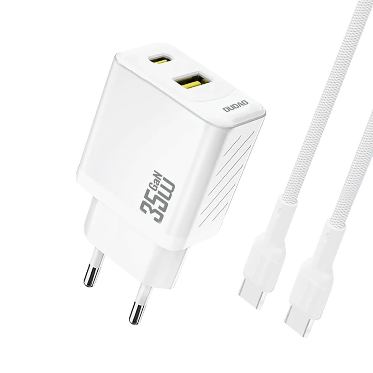 Usb-a Usb-c Tinklo įkroviklis Su Usb-c Pd Qc Kabeliu 35 W - Baltas