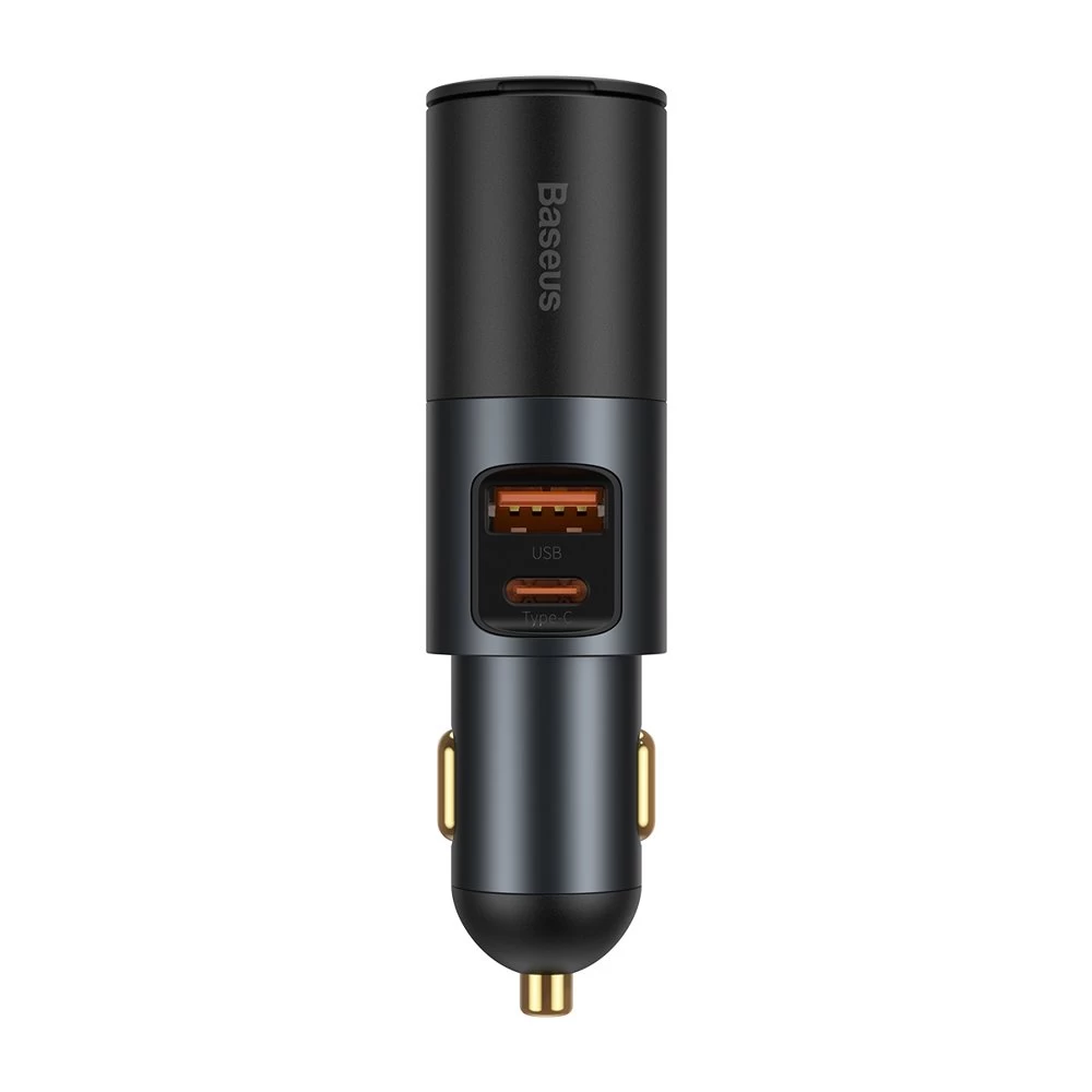 Usb Automobilinis įkroviklis Usb-c Cigarečių žiebtuvėlio Lizdas Qc Pd Share Together Pilkas