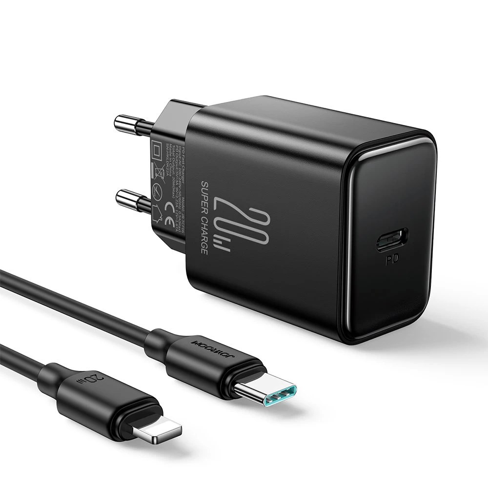 Usb-c 20w Pd Tinklo įkroviklis Su Kabeliu, Skirtas iphone Lightning, Juodas