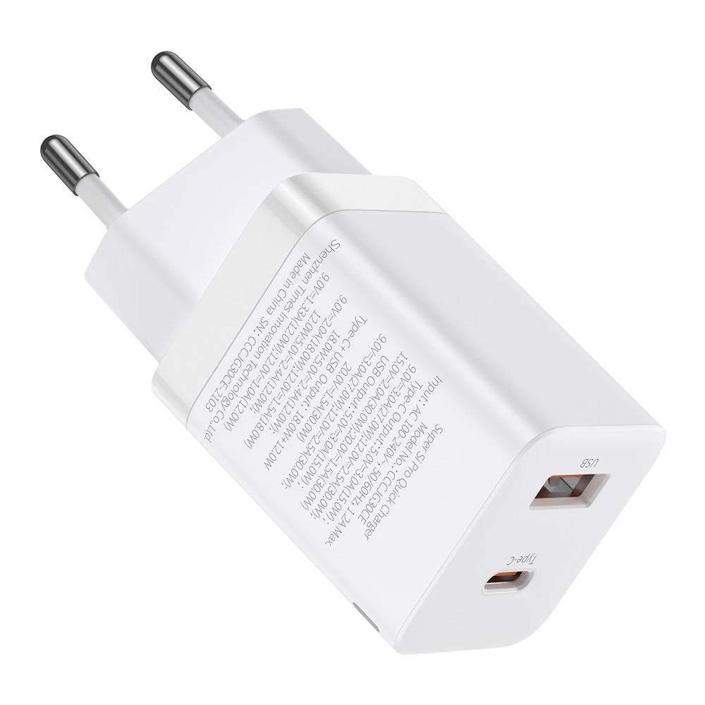 Usb-c 30w Pd Qc Super Si Pro Greitasis įkroviklis, Baltos Spalvos