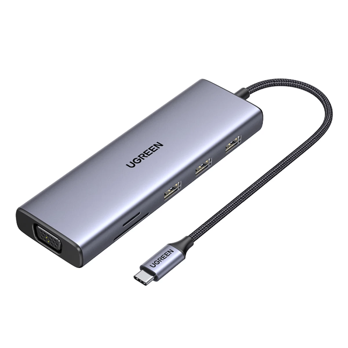 Usb-c Adapteris Hub - 3x Usb-a 3.0 / Hdmi / Vga / Rj45 / Sd / Tf Kortelių Skaitytuvas / Usb-c Pd - Pilkas Usb-c Adapteris Hub - 3x Usb-a 3.0 / Hdmi / Vga / Rj45 / Sd / Tf Kortelių Skaitytuvas / Usb-c Pd - Pilkas