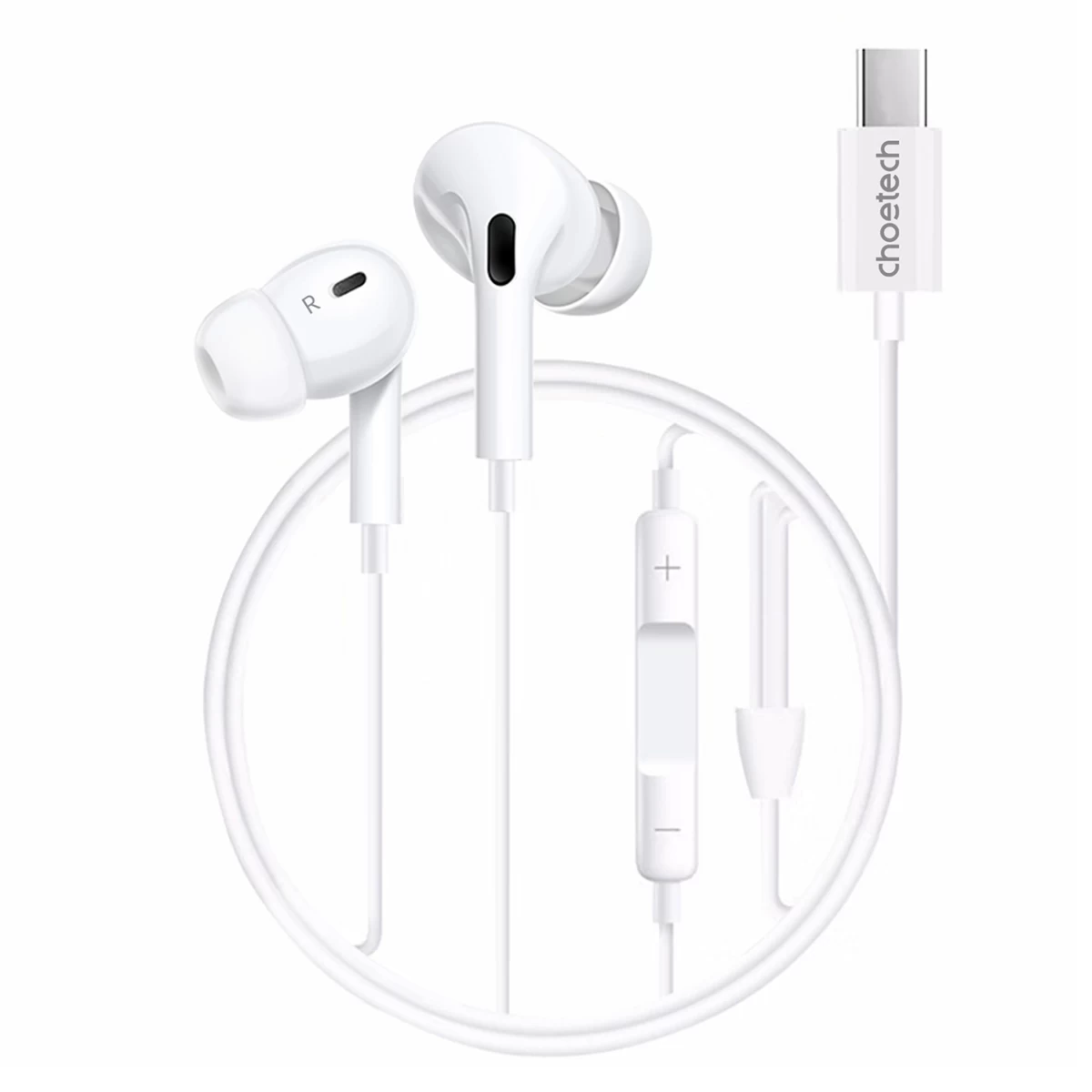 Usb-c Ausinės į Ausis Su 1,2 M Kabeliu - Baltos Spalvos