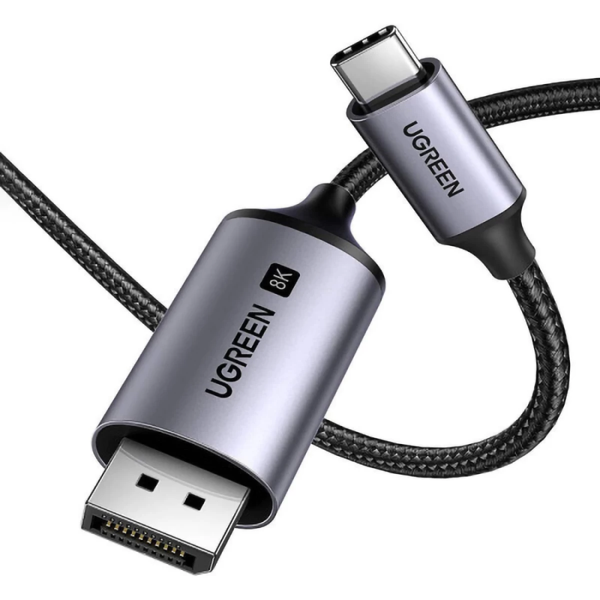 Usb-c - Displayport 8k Hdr Hdcp2.3 Earc 2 M Ilgio Vaizdo Ir Garso Kabelis Pilkos Spalvos