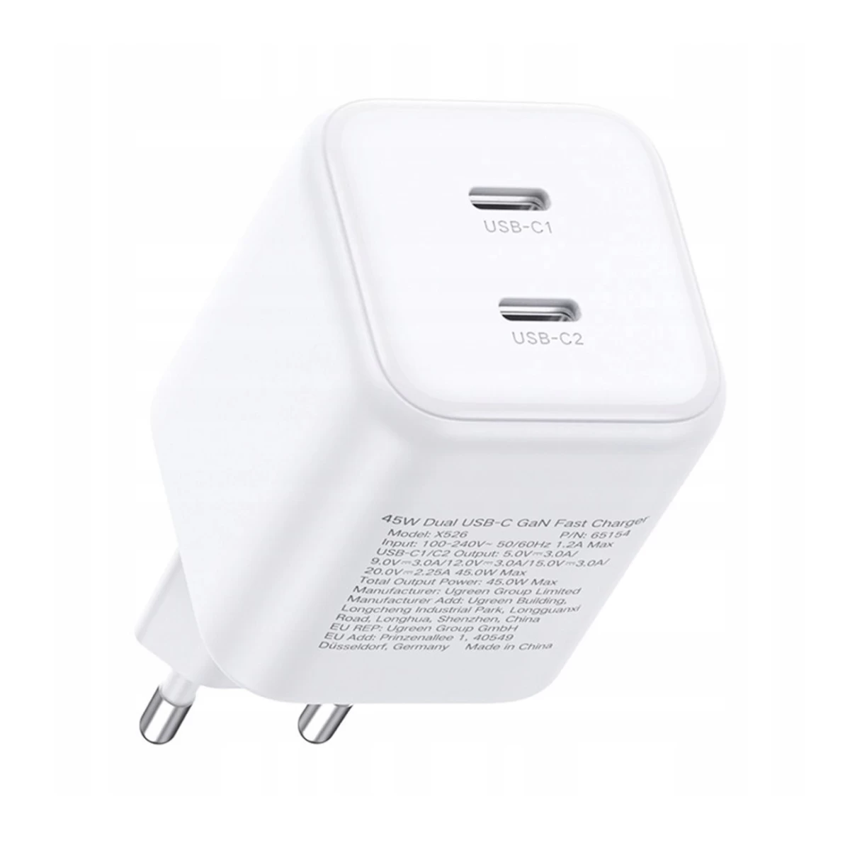Usb-c Gan 45 W Tinklo įkroviklis - Baltas