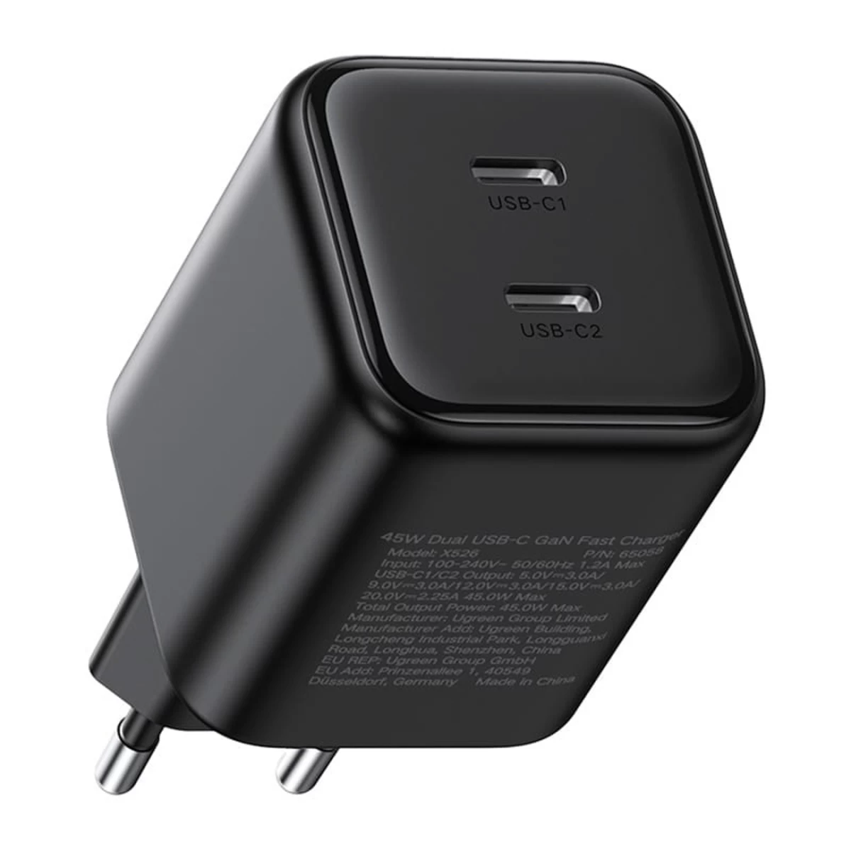 Usb-c Gan 45 W Tinklo įkroviklis - Juodas