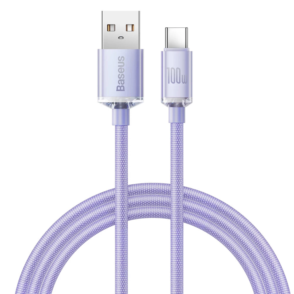 Usb-c Greitojo įkrovimo Ir Duomenų Perdavimo Kabelis Usb-c 100w 1,2 M Violetinės Spalvos