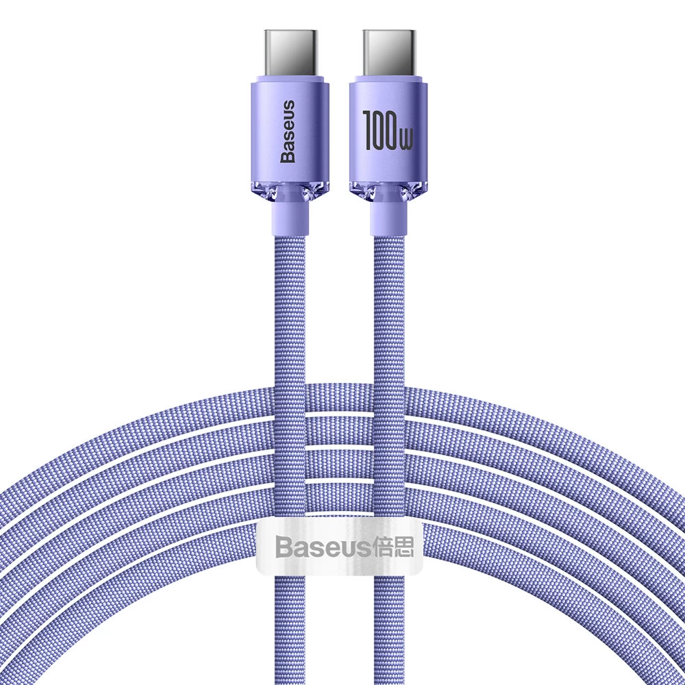 Usb-c Greitojo įkrovimo Ir Duomenų Perdavimo Kabelis Usb-c 100w 2 M Violetinės Spalvos