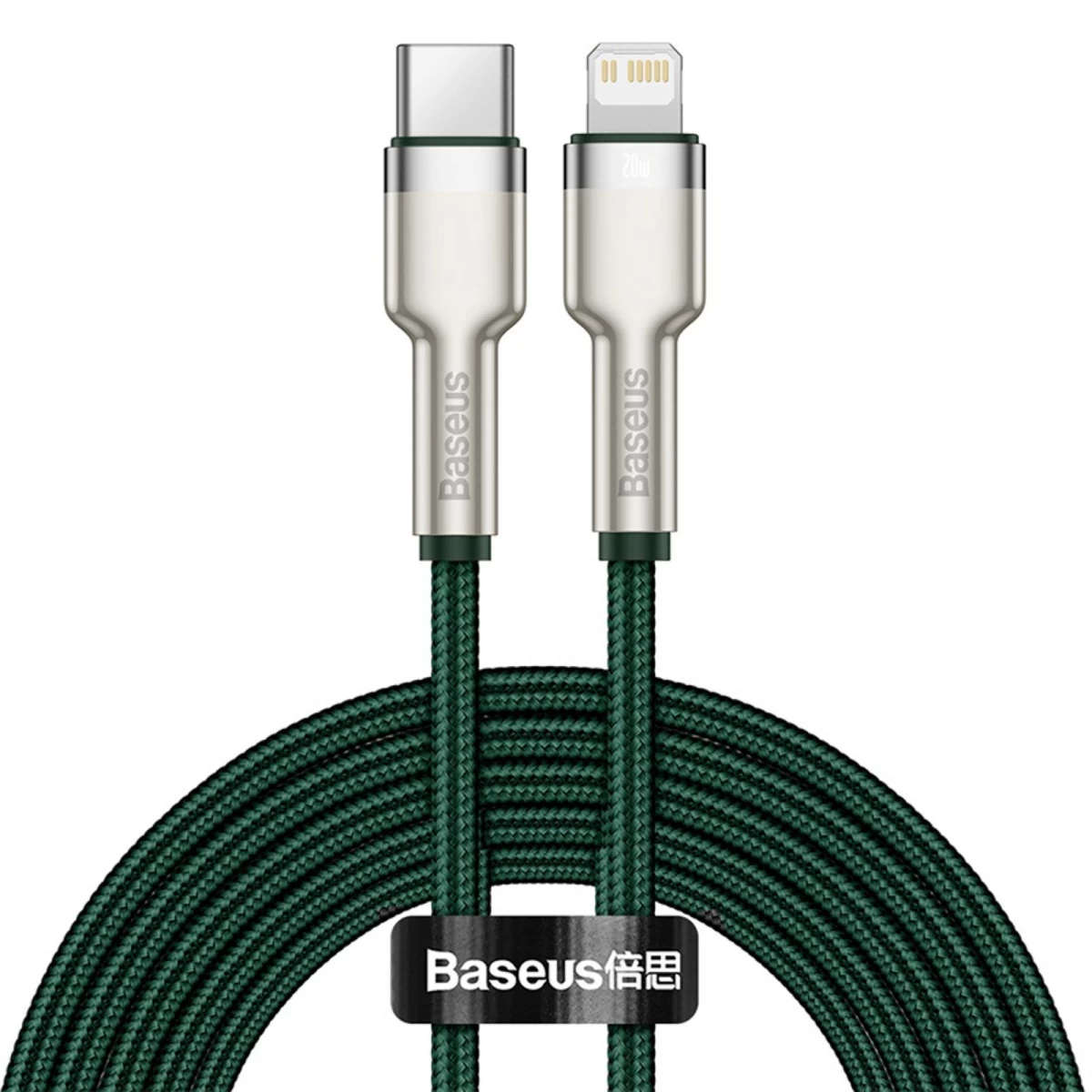 Usb-c - iphone Lightning Kabelis Su Metaliniais Galais cafule Pd 20w 2 M - žalias