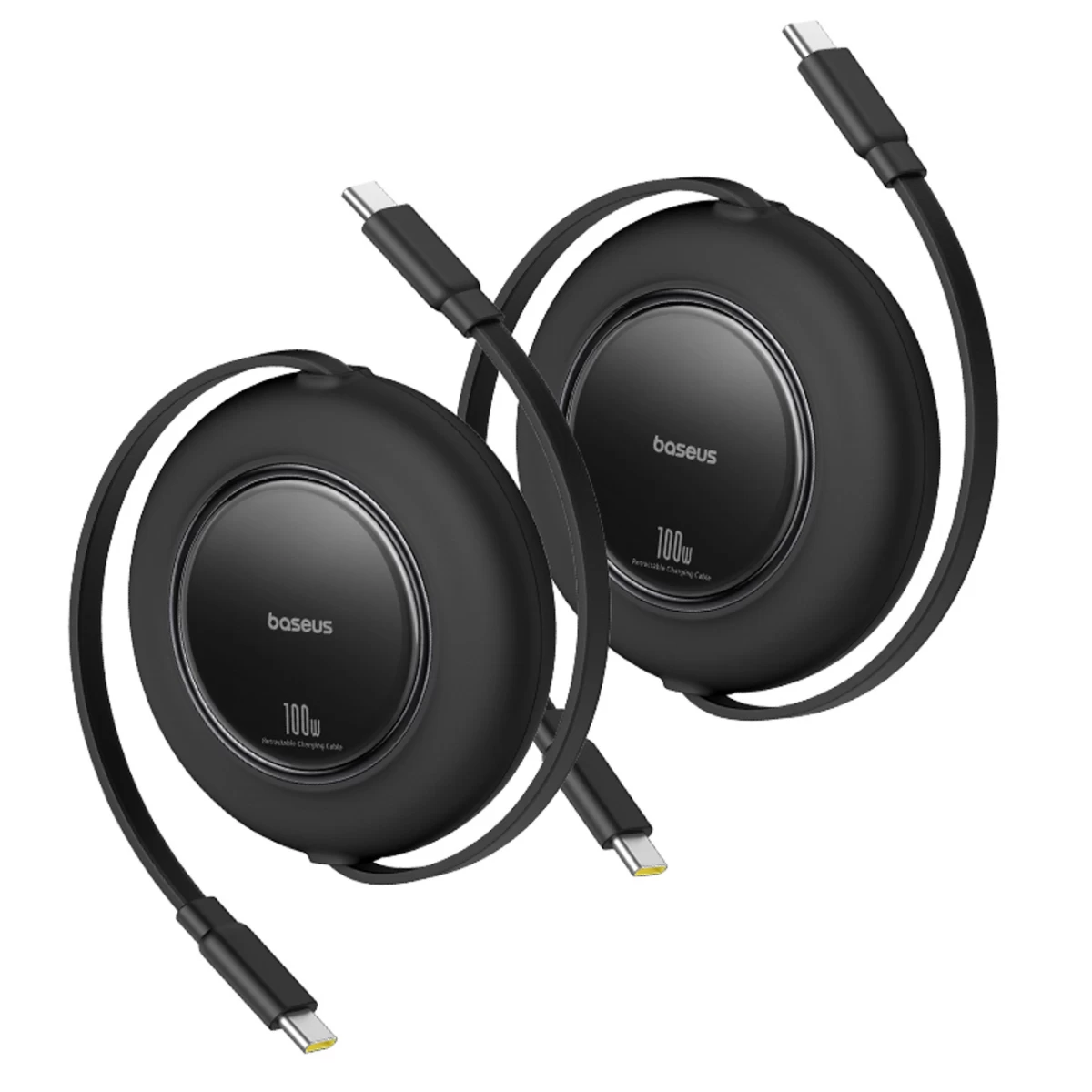 Usb-c Ištraukiamasis Kabelis 100w 2 M Juodas - 2 Vnt.