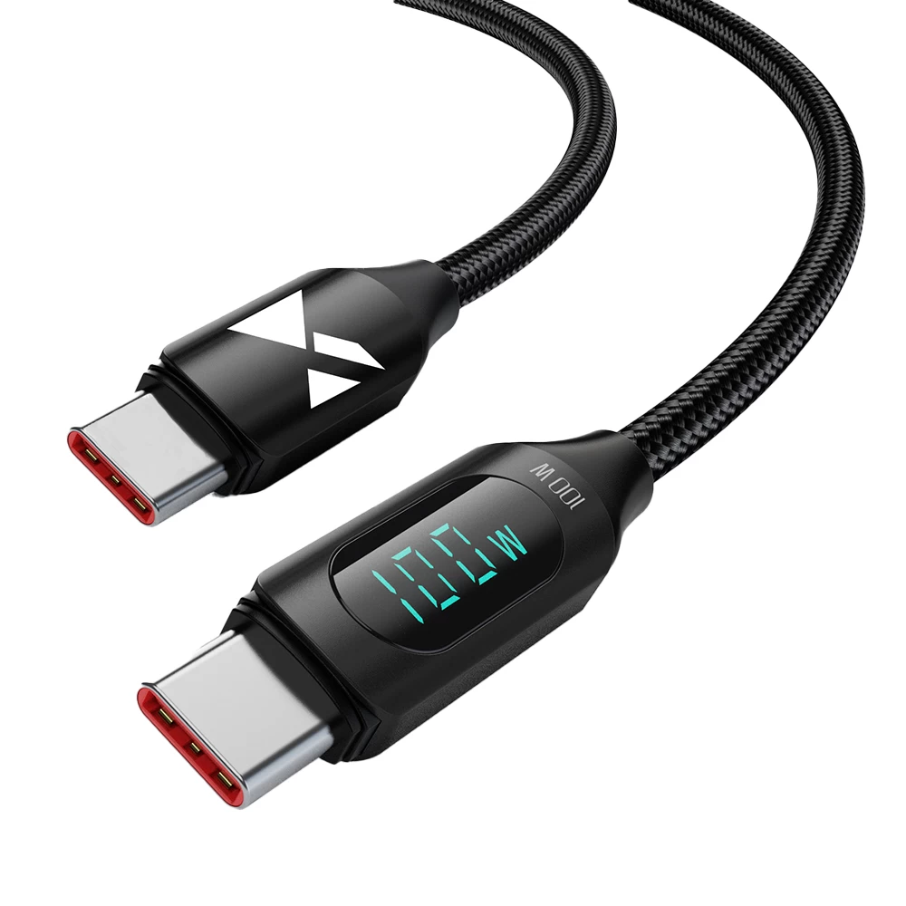 Usb-c Kabelis Su Led Ekranu Pd 100w 1 M Juodas