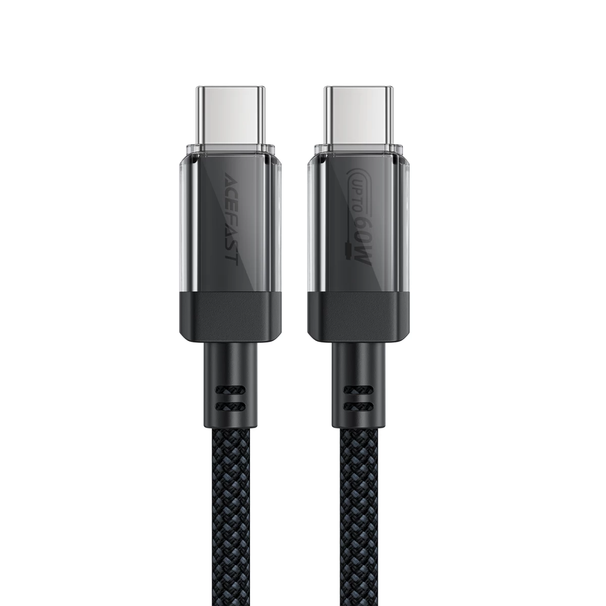 Usb-c Kabelis Su Nailono Pynele Pd 60w 480mbps - Juodas
