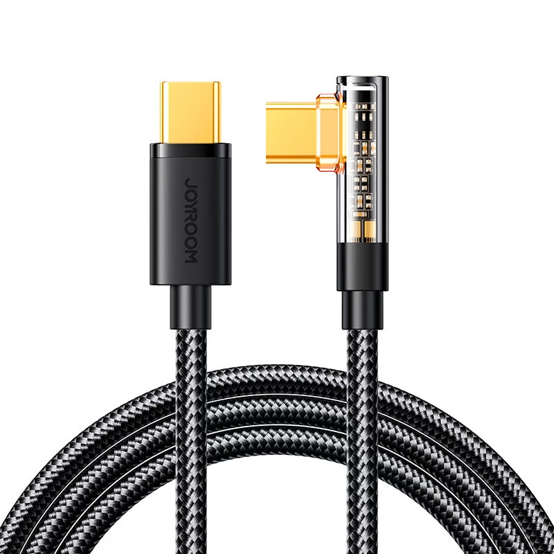 Usb-c Kampinis Kabelis Greitam įkrovimui Ir Duomenų Perdavimui 100 W 1,2 M Juodas