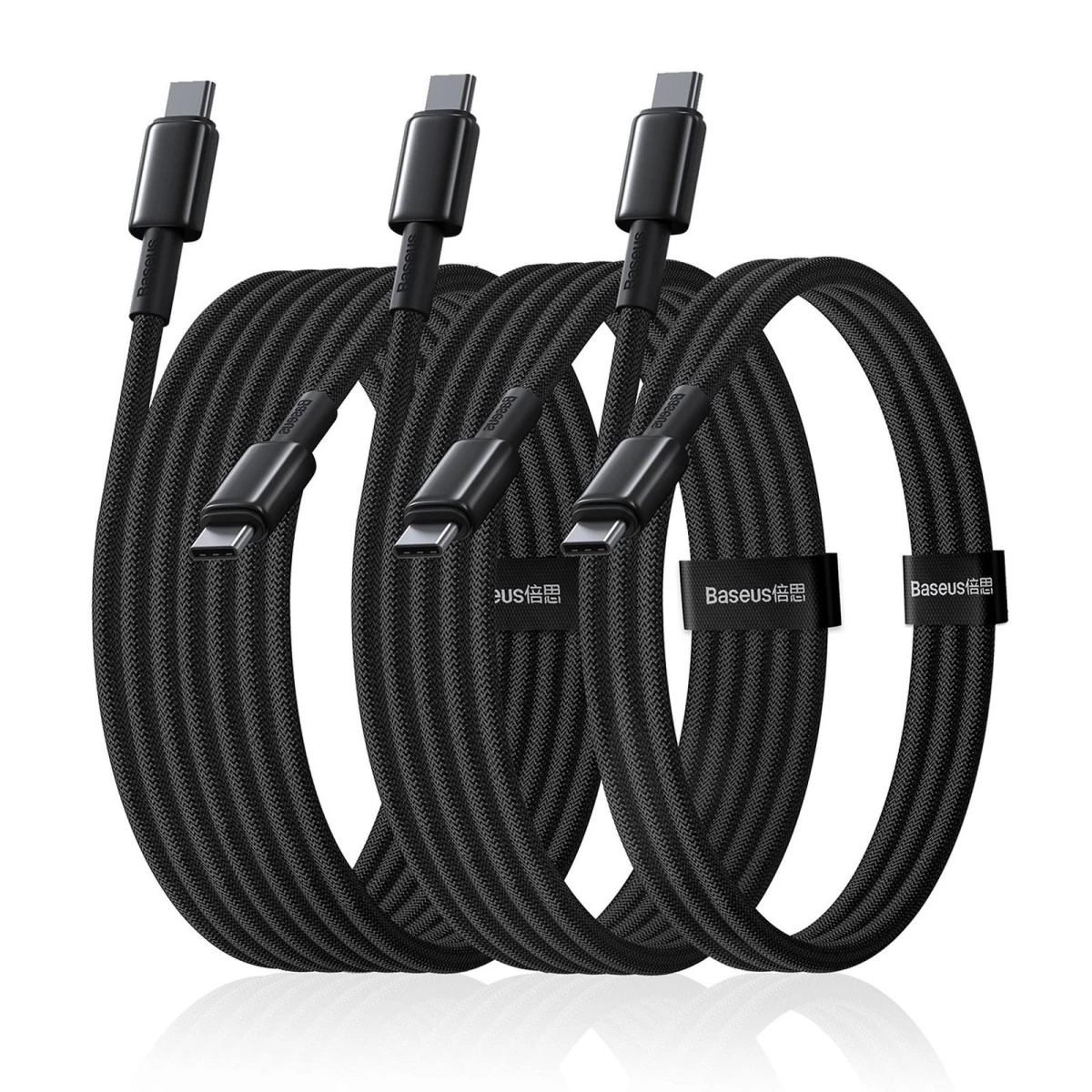 Usb-c Laidų Rinkinys „tungsten Gold“ 100 W, 1 M, 2 M, 3 M – Juodos Spalvos