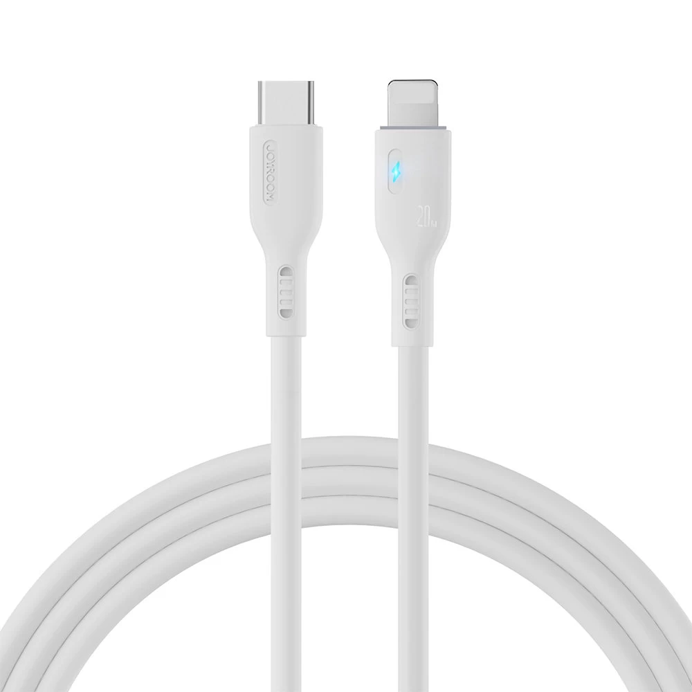 Usb-c - lightning 20w iphone Kabelis Su Led Indikatoriumi, 2 M, Baltas