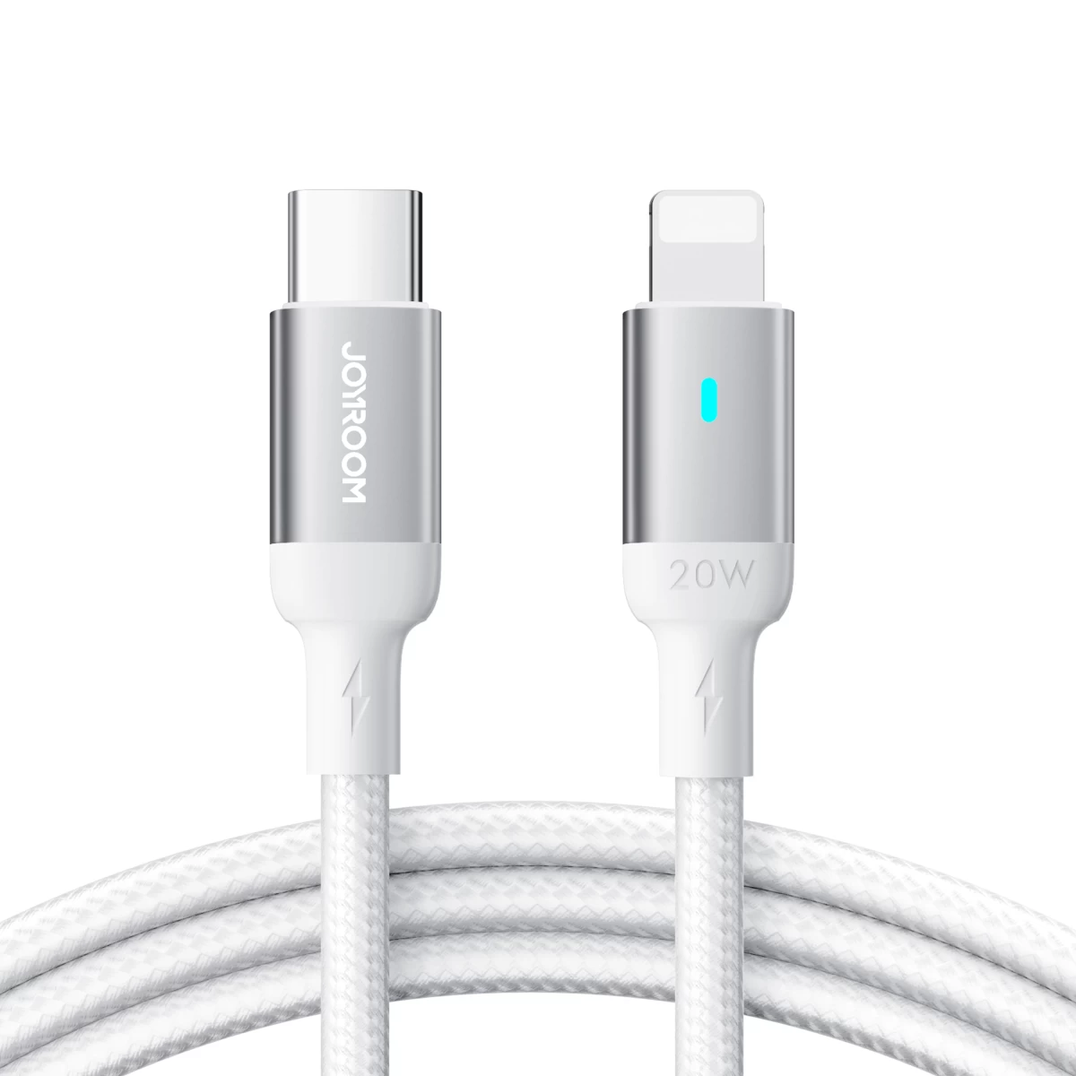 Usb-c - lightning Kabelis Su Led Indikatoriumi 20w A10 Serijos 1,2 M Baltas