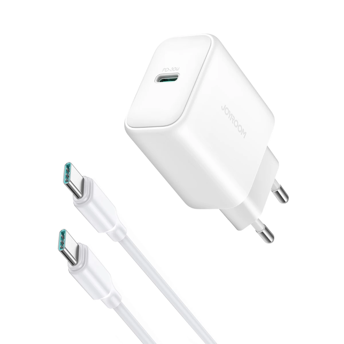 Usb-c Pd 30w Qc Sfc Tinklo įkroviklis + 1 M Ilgio Usb-c Kabelis - Baltas